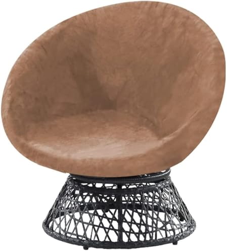 BUAOGDVG Runder Untertassenstuhlbezug, Stretch-Samt-Untertassenstuhlbezüge for Erwachsene, Abnehmbare Stuhlhussen aus weichem Samtstoff(Cammello,Large) von BUAOGDVG