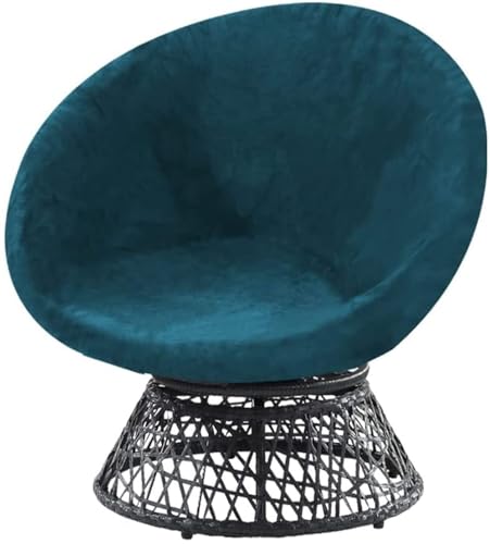 BUAOGDVG Runder Untertassenstuhlbezug, Stretch-Samt-Untertassenstuhlbezüge for Erwachsene, Abnehmbare Stuhlhussen aus weichem Samtstoff(Deep Teal,Large) von BUAOGDVG