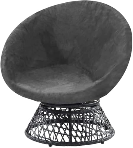 BUAOGDVG Runder Untertassenstuhlbezug, Stretch-Samt-Untertassenstuhlbezüge for Erwachsene, Abnehmbare Stuhlhussen aus weichem Samtstoff(Grigio,Large) von BUAOGDVG