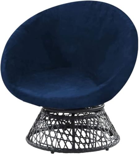 BUAOGDVG Runder Untertassenstuhlbezug, Stretch-Samt-Untertassenstuhlbezüge for Erwachsene, Abnehmbare Stuhlhussen aus weichem Samtstoff(Navy,Large) von BUAOGDVG