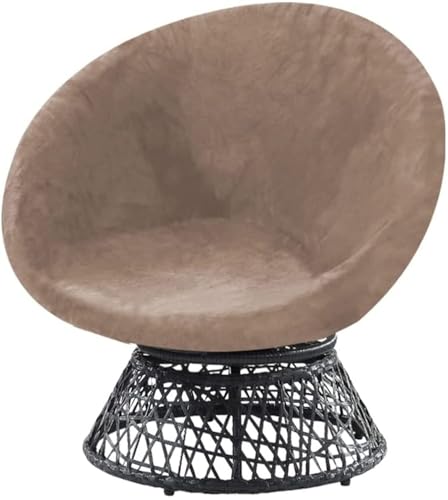 BUAOGDVG Runder Untertassenstuhlbezug, Stretch-Samt-Untertassenstuhlbezüge for Erwachsene, Abnehmbare Stuhlhussen aus weichem Samtstoff(Taupe,Medium) von BUAOGDVG