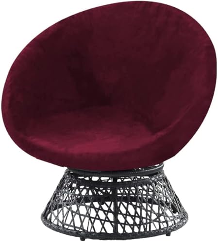 BUAOGDVG Runder Untertassenstuhlbezug, Stretch-Samt-Untertassenstuhlbezüge for Erwachsene, Abnehmbare Stuhlhussen aus weichem Samtstoff(Vino Rosso,Medium) von BUAOGDVG