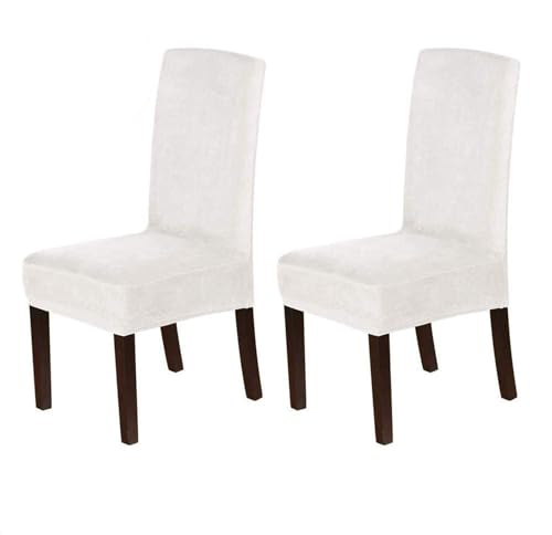BUAOGDVG Stuhlhussen aus Samt, Stretch-Stuhlhussen for Esszimmerstühle, Schonbezüge for Esszimmerstühle, weicher, Fester Samtstoff, waschbar(Avorio,2pcs) von BUAOGDVG