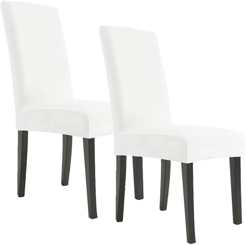 BUAOGDVG Stuhlhussen aus Samt, Stretch-Stuhlhussen for Esszimmerstühle, Schonbezüge for Esszimmerstühle, weicher, Fester Samtstoff, waschbar(Avorio,2pcs) von BUAOGDVG