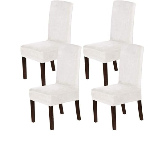 BUAOGDVG Stuhlhussen aus Samt, Stretch-Stuhlhussen for Esszimmerstühle, Schonbezüge for Esszimmerstühle, weicher, Fester Samtstoff, waschbar(Avorio,4pcs) von BUAOGDVG