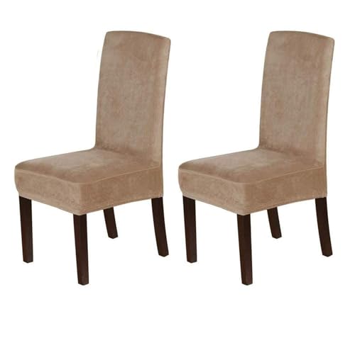 BUAOGDVG Stuhlhussen aus Samt, Stretch-Stuhlhussen for Esszimmerstühle, Schonbezüge for Esszimmerstühle, weicher, Fester Samtstoff, waschbar(Cammello,2pcs) von BUAOGDVG