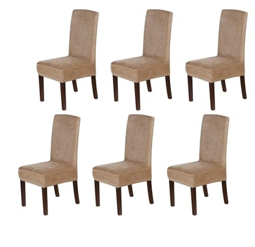 BUAOGDVG Stuhlhussen aus Samt, Stretch-Stuhlhussen for Esszimmerstühle, Schonbezüge for Esszimmerstühle, weicher, Fester Samtstoff, waschbar(Cammello,6pcs) von BUAOGDVG