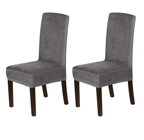 BUAOGDVG Stuhlhussen aus Samt, Stretch-Stuhlhussen for Esszimmerstühle, Schonbezüge for Esszimmerstühle, weicher, Fester Samtstoff, waschbar(Grigio,2pcs) von BUAOGDVG