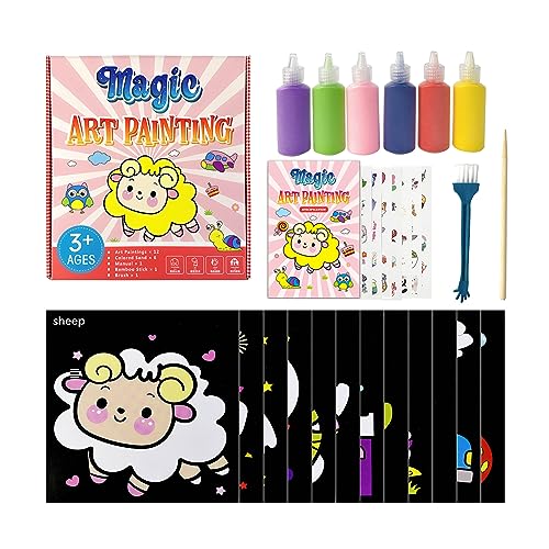 28pcs Kinder Sandkunst Set 6 Flaschen Mit 12 Gemälden 8 Blechaufkleber Für Kinder School Project For Craft von BUBEFSKD
