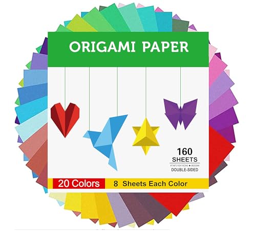 Origami-Papier, doppelseitig, für Kunst und Handwerk, 20 lebendige Farben, 15,2 x 15,2 cm, quadratisch, leicht zu falten, für Anfänger, 160 Blatt Origami-Papier, doppelseitig, für Kunst und Handwerk, 20 lebendige Farben, 15,2 x 15,2 cm, quadratisch, leicht zu falten, für Anfänger, 160 Blatt von BUBU