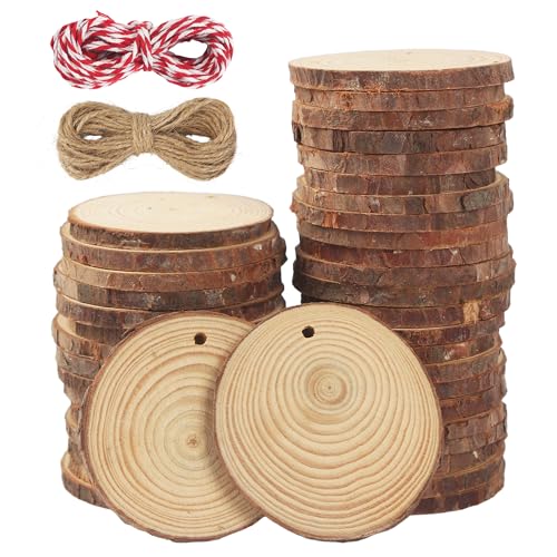 40 Stück Holzscheiben 7-8cm,Rund Holzscheiben zum Basteln mit zwei Baumwollschnüren,Holzscheibe mit Löchern,Baumscheiben Unvollendete,Stark langlebig,für Basteln,Hochzeiten,Feiertagsdekorationen 40 Stück Holzscheiben 7-8cm,Rund Holzscheiben zum Basteln mit zwei Baumwollschnüren,Holzscheibe mit Löchern,Baumscheiben Unvollendete,Stark langlebig,für Basteln,Hochzeiten,Feiertagsdekorationen von BUCOMTU