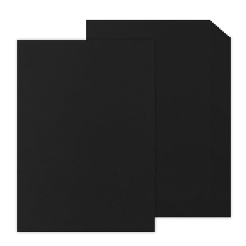 50 Blatt Schwarz Kartonpapier A4, Schwarz Dickes Papier A4 (250 g/m²), Fotokarton, Scherenschnittpapier für Fotoalben, Einladungen, Menükarten, Scrapbooking und DIY-Ideen von BUCOMTU