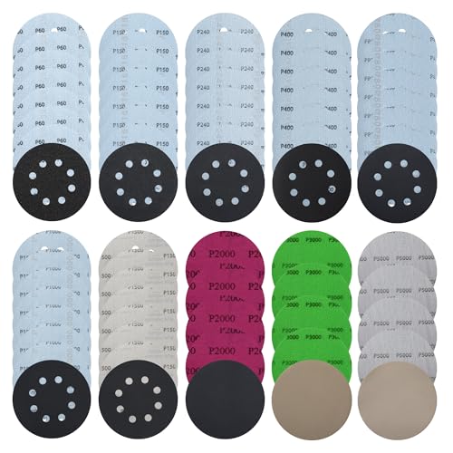 71 Stück Schleifpapier 125mm Klett Set,Nass Trockene Schleifpads, 60/150/240/400/800/1000/1500/2000/3000/5000 Körnung,8 Loch und Ohne Loch,für 8 Loch Exzenterschleifer 71 Stück Schleifpapier 125mm Klett Set,Nass Trockene Schleifpads, 60/150/240/400/800/1000/1500/2000/3000/5000 Körnung,8 Loch und Ohne Loch,für 8 Loch Exzenterschleifer von BUCOMTU