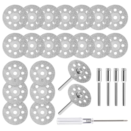 BUCOMTU 20 Stück 22 mm Diamant Trennscheiben für Dremel Rotationswerkzeug Zubehör mit 4 3 mm Dornen zum Jade Schnitzerei, Fliesennutenschneiden, Präzisionsmodellschneiden BUCOMTU 20 Stück 22 mm Diamant Trennscheiben für Dremel Rotationswerkzeug Zubehör mit 4 3 mm Dornen zum Jade Schnitzerei, Fliesennutenschneiden, Präzisionsmodellschneiden von BUCOMTU
