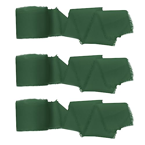 BUENTYA 3 Rollen Chiffonband Geschenkband Grün Schleifenband mit Fransen Chiffon Bänder Handgemachtes Ausgefranstes Seidenband Dekoband für Geschenkverpackung Hochzeit Blumenstrauß Dekoration von BUENTYA