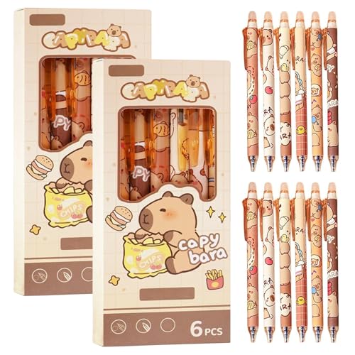 BUERPINKING Radierbarer Kugelschreiber, 12 Stück Tintenroller Radierbar 0,5 mm, Capybara Tintenroller mit Radiergumm, Cartoon Tier Wegradierbare Stifte, für Studenten Geschenk, Schul Bürobedarf BUERPINKING Radierbarer Kugelschreiber, 12 Stück Tintenroller Radierbar 0,5 mm, Capybara Tintenroller mit Radiergumm, Cartoon Tier Wegradierbare Stifte, für Studenten Geschenk, Schul Bürobedarf von BUERPINKING