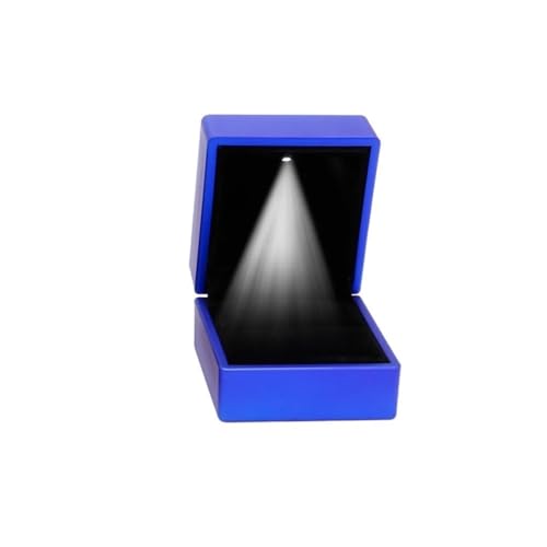 BUFANJIA LED-Licht-Ring-Box mit LED-Licht, Verlobungsschmuck, Anhänger-Box (blau) von BUFANJIA
