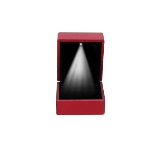 BUFANJIA Ringschatulle mit LED-Licht, Verlobungsschmuck, Anhänger-Box (rot) von BUFANJIA
