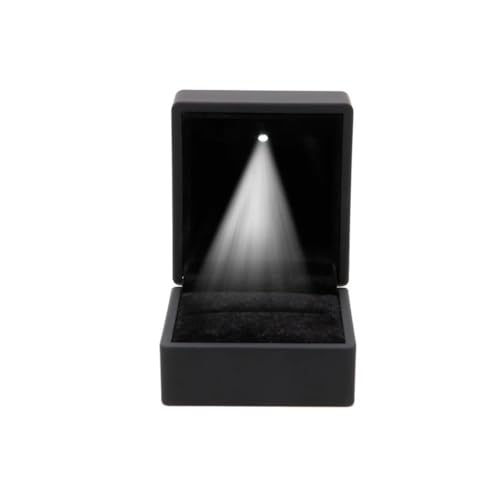 BUFANJIA Ringschatulle mit LED-Licht, Verlobungsschmuck, Anhänger-Box (schwarz) von BUFANJIA