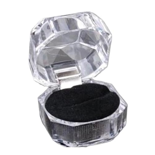 BUFANJIA Schmuck-Paket, Ringschatulle, Acryl, transparent, Hochzeitsverpackung, Schmuckschatulle 2022, Acryl-Ringboxen, Schmucketui (schwarz) von BUFANJIA