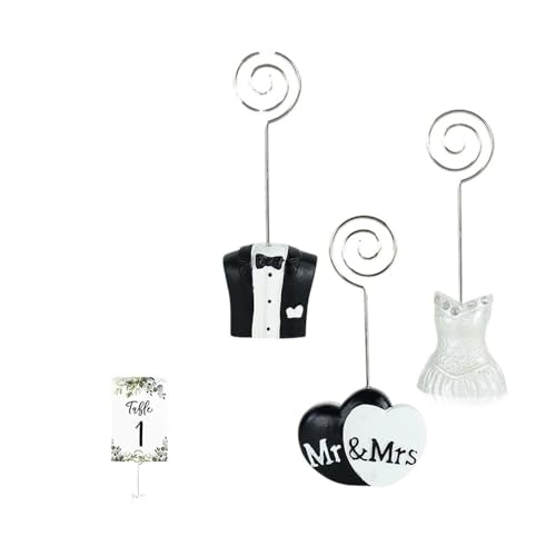 Fotohalter in Braut- und Bräutigam-Form, Metall, Tischnummernhalter, Platzkarten, Papier, Menü-Clips, Hochzeits-Tischdekorationen (L01) von BUFANJIA