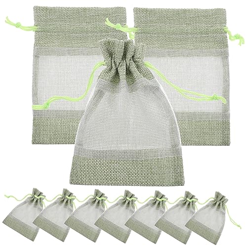 BUGUUYO 10 Stk Teiliges Mesh Drawstring Beutel mit Klarem Fenster Kleine Schmuck Aufbewahrungstaschen Leichte Portable Organzasäckchen für Reise und Haushalt Einfache Handhabung Grüner von BUGUUYO