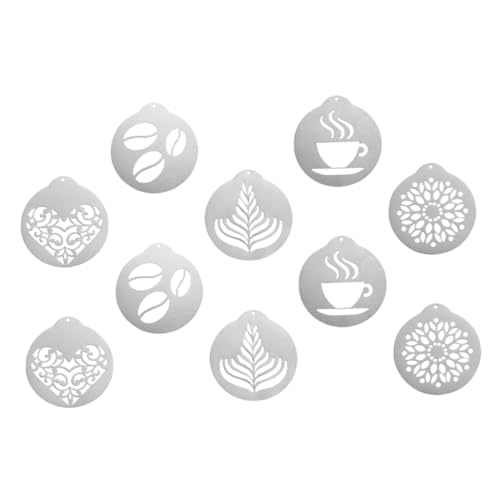 BUGUUYO 10 Stück Kaffee Latte Form Schokoladen Cappuccino Metallschablonen Schaumstoff Kunstvorlagen Metall Kaffee Schablone Latte Schablonen Pfannkuchen Schablone Kaffee von BUGUUYO