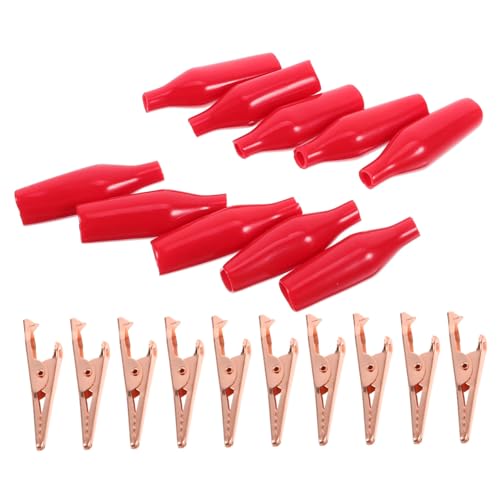 BUGUUYO 10 Stück Teiliges Kleine Krokodilklemmen mit Isoliertem Sleeve aus Reinem Kupfer Starke Elektrische Prüfclips für Multimeter und Elektrowerkzeuge Langlebig und Stabil für Präzise von BUGUUYO