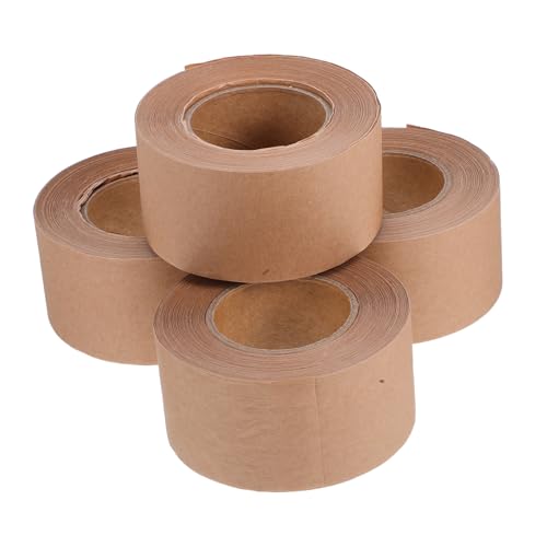 BUGUUYO 4 Rollen Wasseraktiviertes Papierklebeband Selbstklebendes Reißfestes Beschreibbares Kraftpapier Gelatinfreie Verpackungs und Versandklebebänder für Kartonversiegelung von BUGUUYO