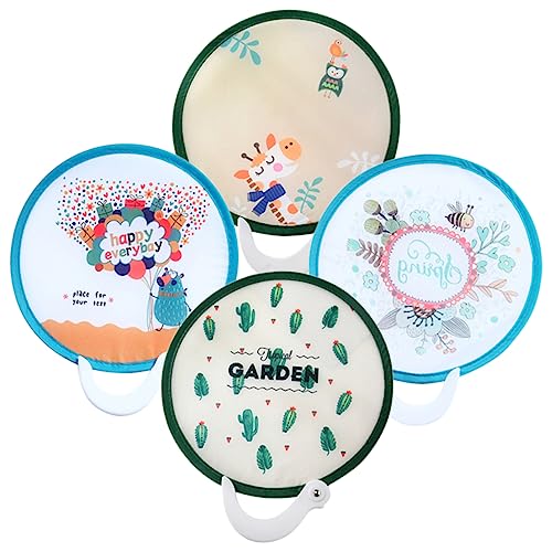 BUGUUYO 4 Stück Faltbare Rundfächer für Cartoon Design Handfächer für Sommerfestivals Hochzeiten und Dekoration Zufällige Muster von BUGUUYO