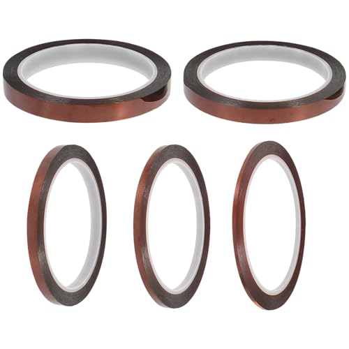 BUGUUYO 5 Rollen Hochtemperatur klebeband Polyimidband mit Hoher Klebkraft und Isolierung Hitzebeständig Vielseitig Einsetzbar für Empfindliche Bauteile und Reparaturen von BUGUUYO