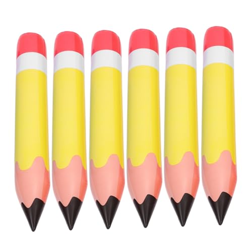 BUGUUYO 6 Stück Aufblasbare Bleistift Dekoration aus PVC Riesige Langlebige Bleistift Requisiten für Schulanfang Klassenzimmer Hängedekoration Gelb Leicht Tragbar von BUGUUYO
