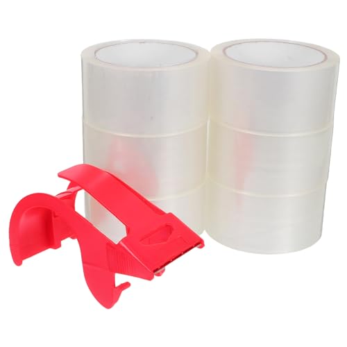 BUGUUYO 6 Stück Packband mit Abroller Klebeband Set Transparentes Klebeband Bürobedarf Klebeband Umzugsklebeband Klebebandmaschine Hochleistungsklebeband zum Verpacken Versandklebeband Abs von BUGUUYO