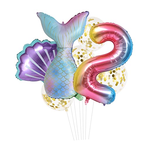 BUGUUYO 8 Stk Einjähriger Ballon anzug Kinder Fotoverzierung zahlen seidenband Gedenkdekorationen Paillettenanzug kreative Requisitenballons praktische Dekorationsballons Ozean von BUGUUYO