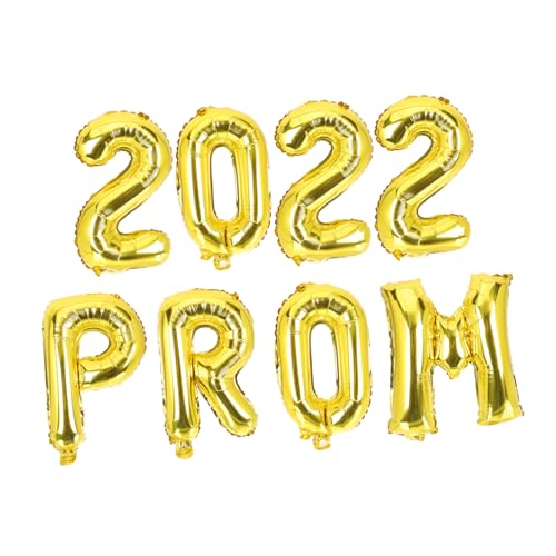 BUGUUYO 8 Stück Teiliges Ballon Graduation Party Dekoration Goldene Prom Folienballons Kreative Buchstaben und Zahlenformen für Drinnen und Draußen Langlebige Aluminiumfolie Festliche von BUGUUYO