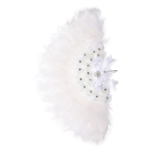 BUGUUYO Hochzeitsfächer aus Federn Faltbarer Handfächer für Damen Kreative Wanddekoration Einzigartiges Design für Hochzeit und Tanz Leicht Tragbar als Kostümzubehör von BUGUUYO