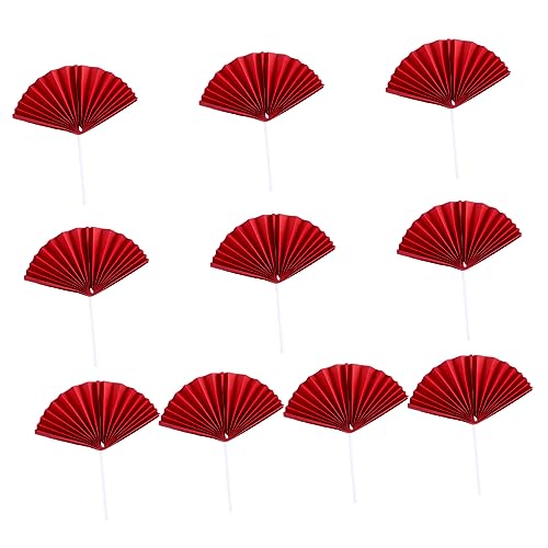BUGUUYO Teiliges Rote Papier Fan Kuchen Deko Geburtstagstorten Toppers für Kreative und Unvergessliche Feiern Leicht und Tragbar für Zuhause und Outdoor Partys von BUGUUYO