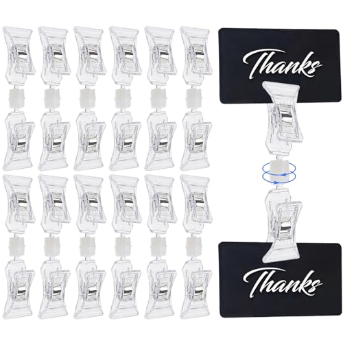 Doppelseitige Schildanhänger Clips - 12PCS Doppelseitiger Preisschildhalter, Drehbarer transparenter Doppel-Label-Clip Fotohalter, Clips zur Anzeige von Visitenkarten, Flohmarktnotizhalter Doppelseitige Schildanhänger Clips - 12PCS Doppelseitiger Preisschildhalter, Drehbarer transparenter Doppel-Label-Clip Fotohalter, Clips zur Anzeige von Visitenkarten, Flohmarktnotizhalter von BUKEQILA