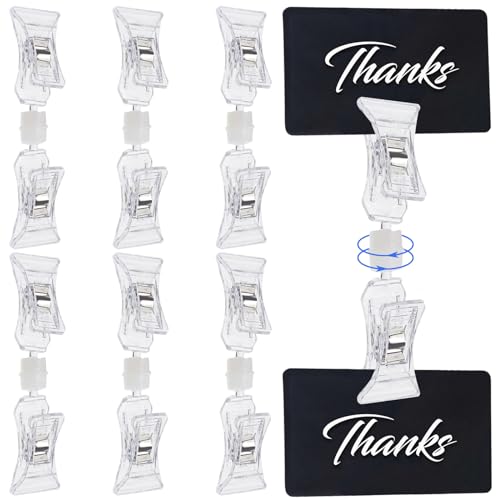 Doppelseitige Schildanhänger Clips - 6PCS Doppelseitiger Preisschildhalter, Drehbarer transparenter Doppel-Label-Clip Fotohalter, Clips zur Anzeige von Visitenkarten, Flohmarktnotizhalter Doppelseitige Schildanhänger Clips - 6PCS Doppelseitiger Preisschildhalter, Drehbarer transparenter Doppel-Label-Clip Fotohalter, Clips zur Anzeige von Visitenkarten, Flohmarktnotizhalter von BUKEQILA
