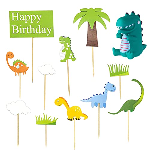 12 Stück Dschungel Dino Cupcake Topper, Dschungel Dino Cupcake Topper, 3D Dino Geburtstag Cake Topper, Dinosaurier Kuchen Topper, für Dinosaurier Geburtstag Fondant Muffins Deko Tischdeko von BUKYCAT
