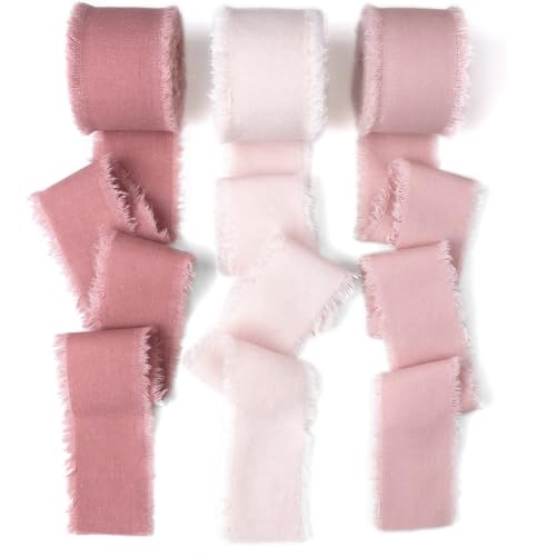 Chiffonband, Geschenkband 4cm x 20m, Breit Schleifenband Rosa, Hochzeit Satinband, Chiffon Stoff Dekoband Bänder für Taufe Geburtstag Geschenkverpackung Festival (Rosa-Serie) von BUKYCAT
