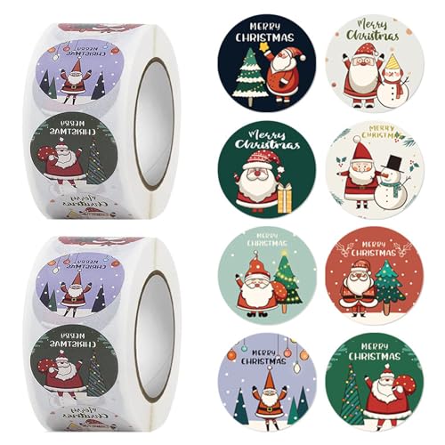 Pack of 1000 Round Christmas Stickers, Aufkleber Rolle Weihnachten 1.5 Inches / 3.8 cm, Etiketten Merry Christmas, Sticker Weihnachten Rund, Rolle geschenkaufkleber weihnachten (B) von BUKYCAT