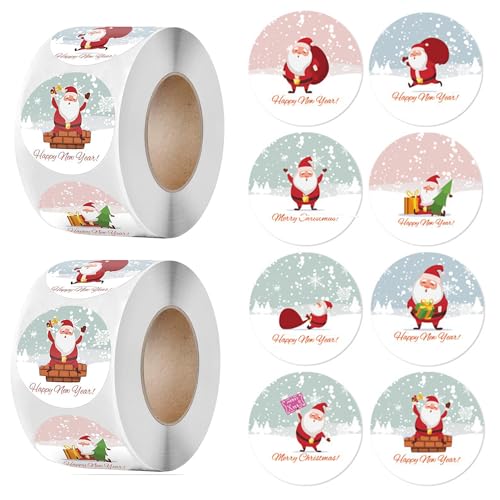 Pack of 1000 Round Christmas Stickers, Aufkleber Rolle Weihnachten 1.5 Inches / 3.8 cm, Etiketten Merry Christmas, Sticker Weihnachten Rund, Rolle geschenkaufkleber weihnachten (C) von BUKYCAT