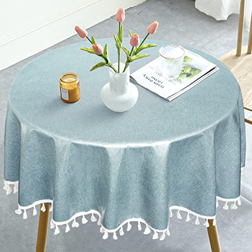 BULANGDE Tischdecke Rund 140cm Leinen TPU Beschichtete Knitterfrei Abwaschbare, Tischdecke Runde Tischtücher Wachstuch Wasserabweisend Fleckabweisende für Küche Esszimmer Esstisch Couchtisch (Blau) BULANGDE Tischdecke Rund 140cm Leinen TPU Beschichtete Knitterfrei Abwaschbare, Tischdecke Runde Tischtücher Wachstuch Wasserabweisend Fleckabweisende für Küche Esszimmer Esstisch Couchtisch (Blau) von BULANGDE