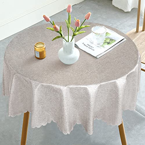 BULANGDE Tischdecke Rund 140cm Leinen TPU Beschichtete Knitterfrei Abwaschbare, Tischdecke Runde Tischtücher Wachstuch Wasserabweisend Fleckabweisende für Küche Esszimmer Esstisch Couchtisch (Grau) von BULANGDE