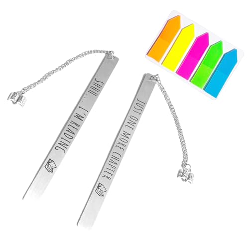 Lustiges Lesezeichen-Set für Buchliebhaber, 1 doppelseitiges graviertes Edelstahl-Lesezeichen, 1 Packung durchscheinende Pfeilflagge, Haftnotizen, Lesegeschenke für Leser, Schriftsteller, Freunde Lustiges Lesezeichen-Set für Buchliebhaber, 1 doppelseitiges graviertes Edelstahl-Lesezeichen, 1 Packung durchscheinende Pfeilflagge, Haftnotizen, Lesegeschenke für Leser, Schriftsteller, Freunde von BULANGFA