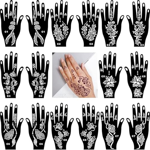 20 Sheets Henna Tattoo Stencils kit,Reusable Hand Stencils for Hand Glitter Airbrush DIY Tattooing Indian Temporary Tattoo Stickers, Gifts 20 Sheets Henna Tattoo Stencils kit,Reusable Hand Stencils for Hand Glitter Airbrush DIY Tattooing Indian Temporary Tattoo Stickers, Gifts von BULEFSEA