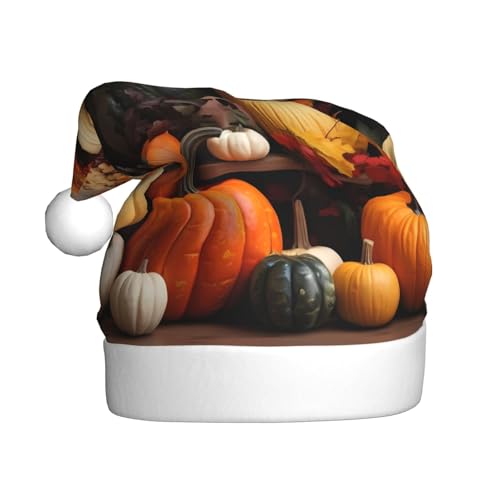 BULQAPZDF Herbst-Dekor-Kürbisse für Erwachsene, Weihnachtsmütze mit flauschigem Bommel, festliche, weiche Plüsch-Weihnachtsmannmütze für Weihnachtsfeier BULQAPZDF Herbst-Dekor-Kürbisse für Erwachsene, Weihnachtsmütze mit flauschigem Bommel, festliche, weiche Plüsch-Weihnachtsmannmütze für Weihnachtsfeier von BULQAPZDF