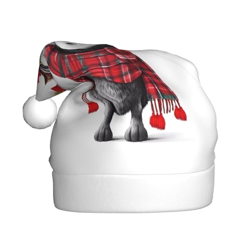 BULQAPZDF Lustige Weihnachtsmütze für Erwachsene, Elch mit flauschigem Bommel, festliche, weiche Plüsch-Weihnachtsmannmütze für Weihnachtsfeier von BULQAPZDF