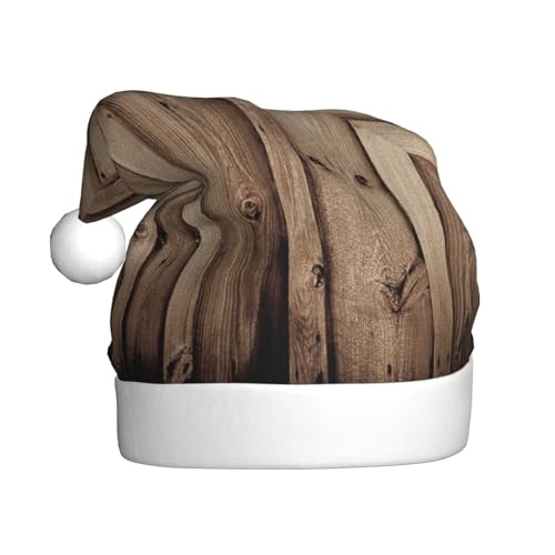 BULQAPZDF Weihnachtsmütze für Erwachsene, Holzmaserung, mit flauschigem Bommel, festliche, weiche Plüsch-Weihnachtsmannmütze für Weihnachtsfeiern BULQAPZDF Weihnachtsmütze für Erwachsene, Holzmaserung, mit flauschigem Bommel, festliche, weiche Plüsch-Weihnachtsmannmütze für Weihnachtsfeiern von BULQAPZDF